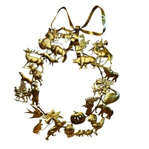 Vintage Dresden Petite Choses Brass Wreath All Season Holiday Animal 25 piece